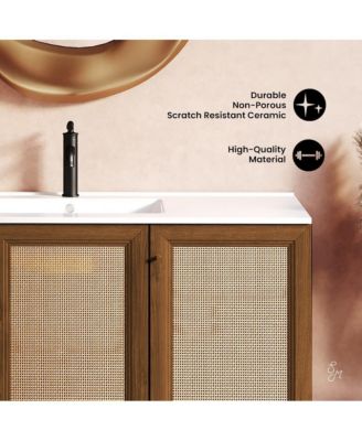 Classe 48" Wall-Mounted Bathroom Vanity in Brown Oak