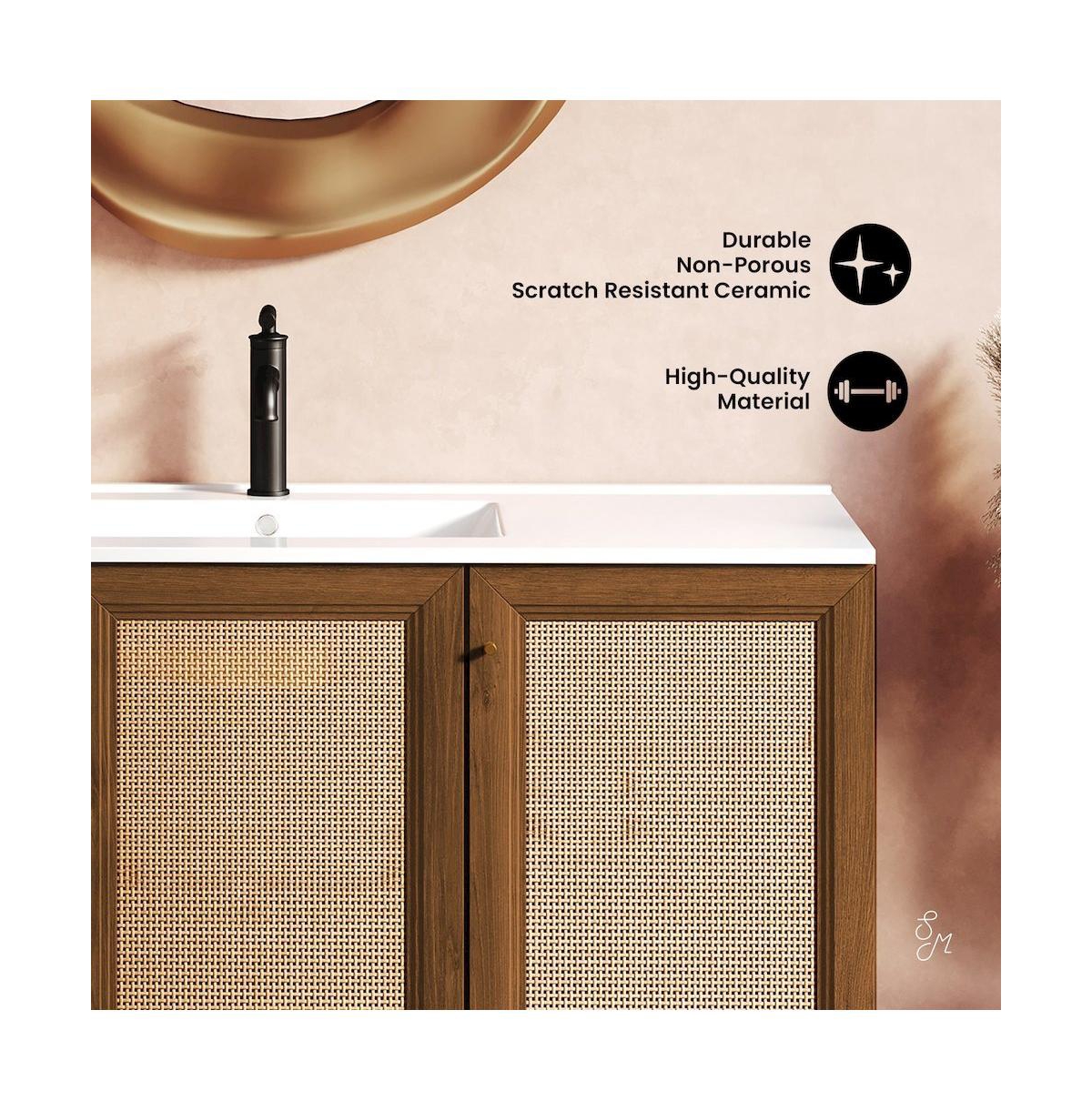 Swiss Madison Classe 48" Wall-Mounted Bathroom Vanity in Brown Oak