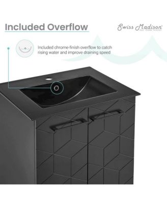 Annecy 24 in. Phantom Black Bathroom Vanity With Black Ceramic Sink Top