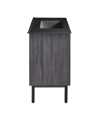 Classe 36" Freestanding Bathroom Vanity in Black Oak with Black Sink Top