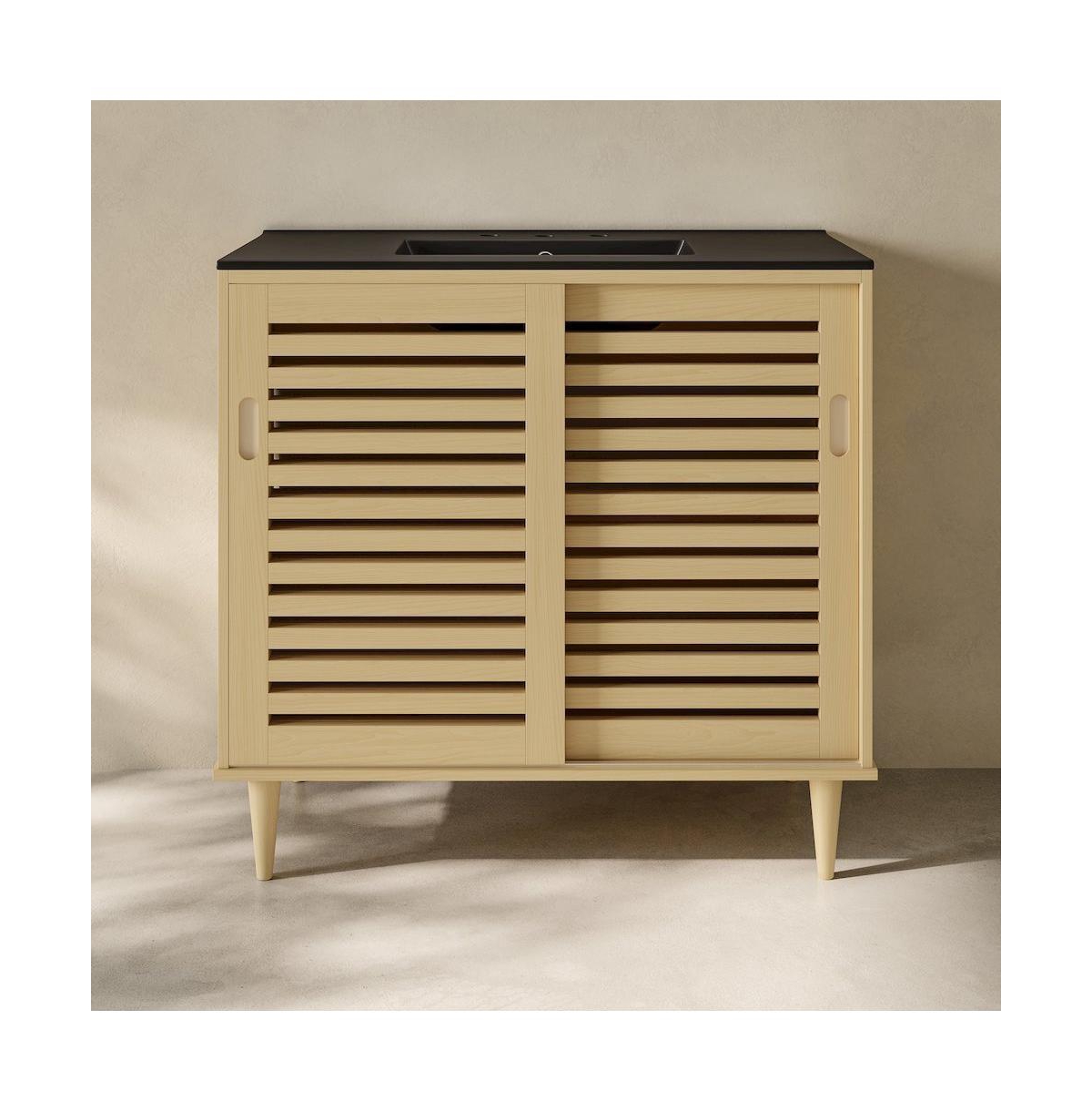 Swiss MadisonDelice 36" Freestanding Bathroom Vanity, Black 3-Hole Widespread Sink Top