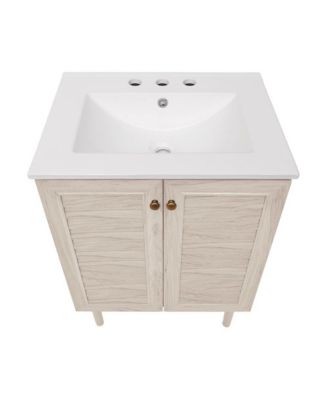 24" MDF Freestanding Bathroom Vanity with 3-Hole Widespread Sink Top