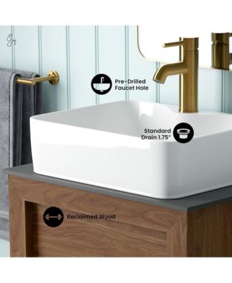 24" Reclaimed Wood Vanity, Walnut, Slate Countertop and Single Hole Vessel Sink