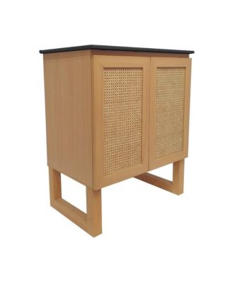 Arles 30 in. Natural Oak Bathroom Vanity With Black, 3-Hole Ceramic Sink Top