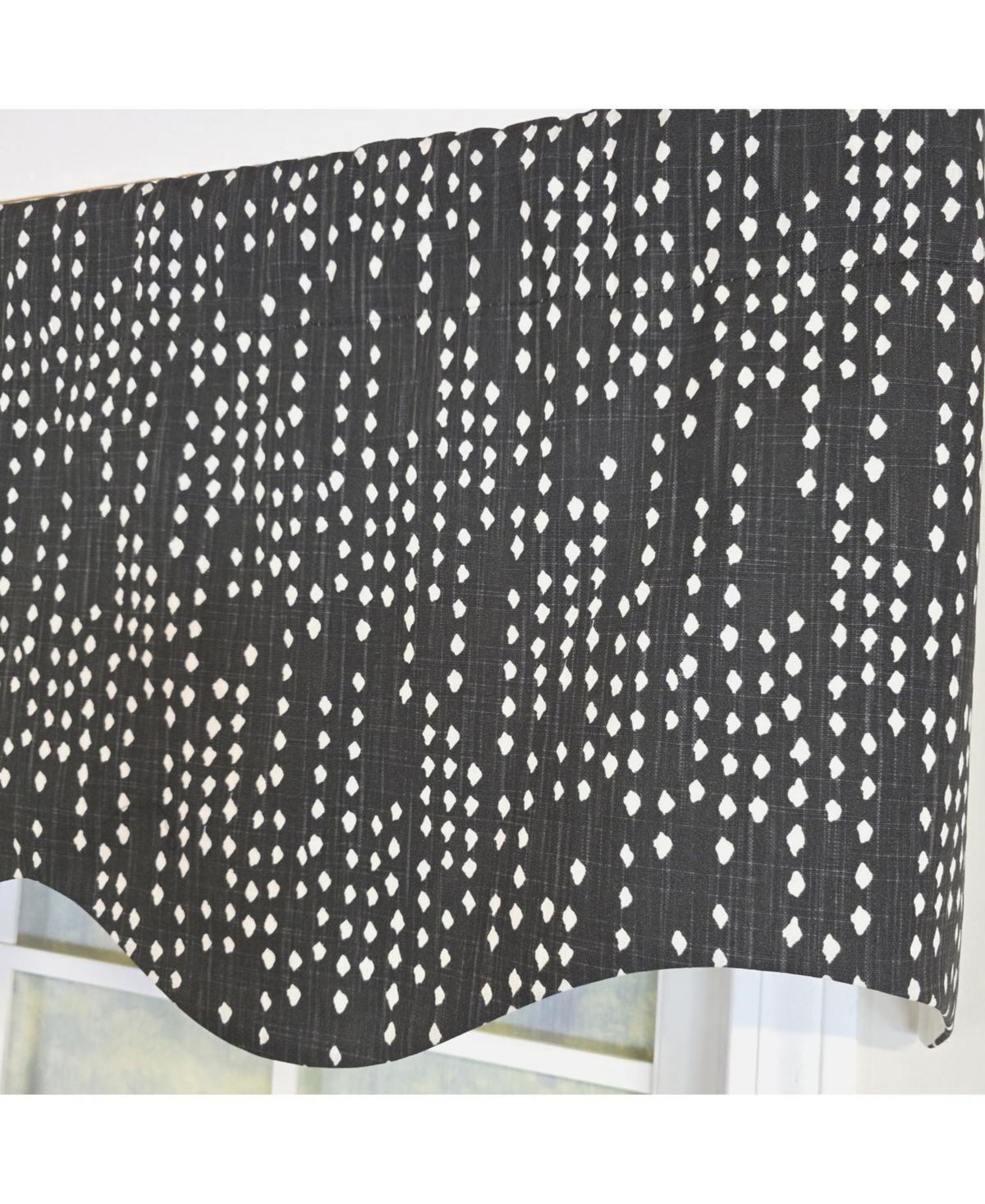 Rlf Home 100% Cotton Rainfall Regal With Poly/Cotton Ivory lining Rod Pocket Valance 50" x 16" Silver