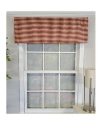 Rusty Check Tailored 100% Cotton with Fully Lined 3" Rod Pocket Valnance for Windows 50" x 14" Red