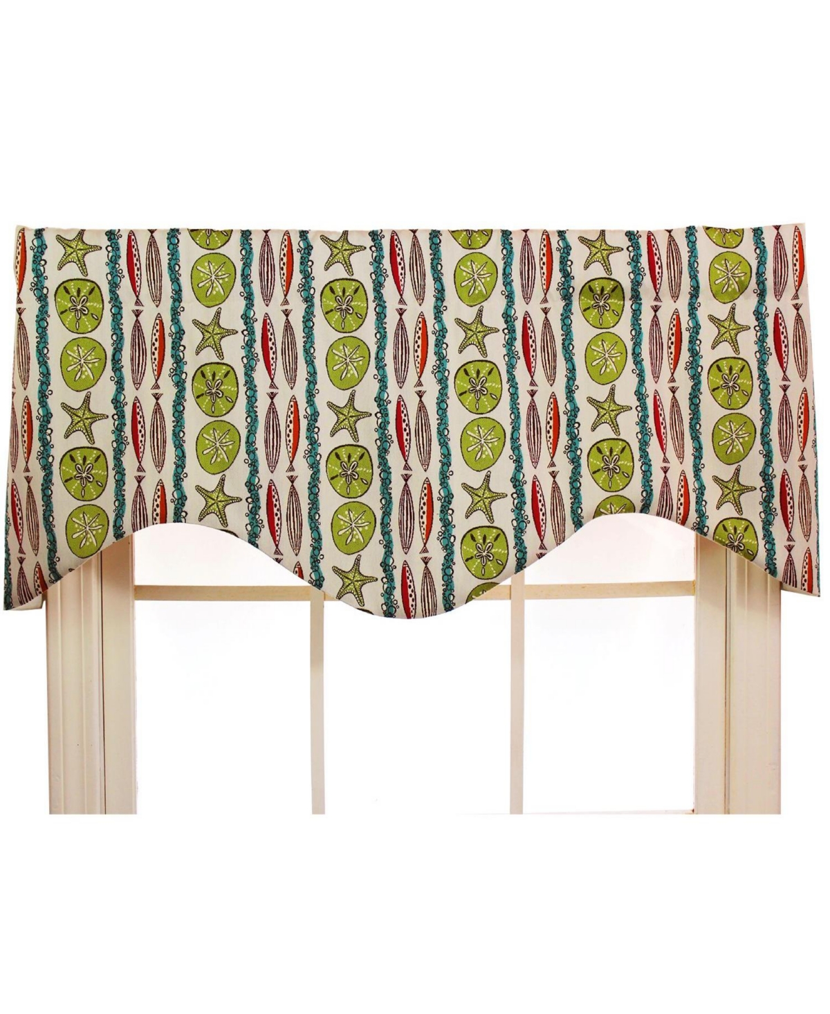 Rlf Home Sea Walk Cornice 100% Cotton with Fully Lined 3" Rod Pocket Valnance for Windows 50" x 17" Multi