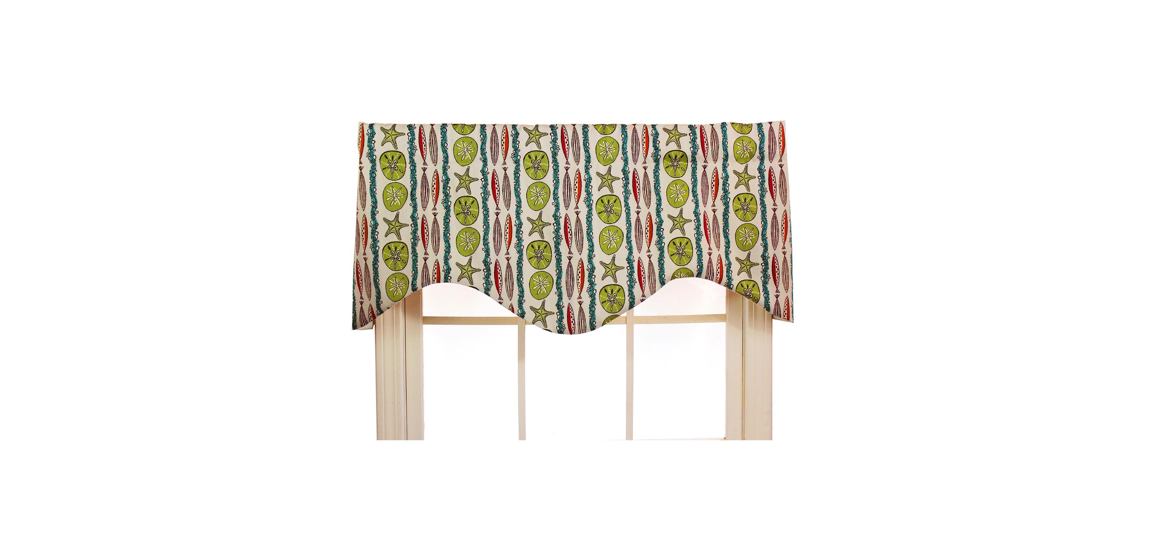 Rlf Home Sea Walk Cornice 100% Cotton with Fully Lined 3" Rod Pocket Valnance for Windows