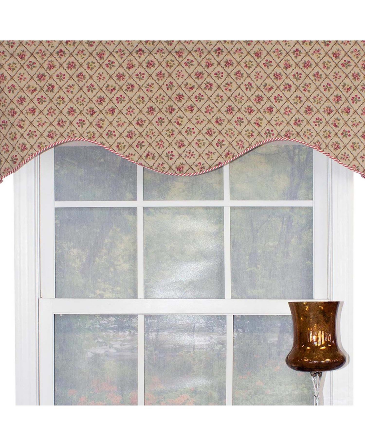 Rlf Home Petite Corded Cornice 100% Cotton with Fully Lined 3" Rod Pocket Valnance for Windows 50" x 17" Harvest