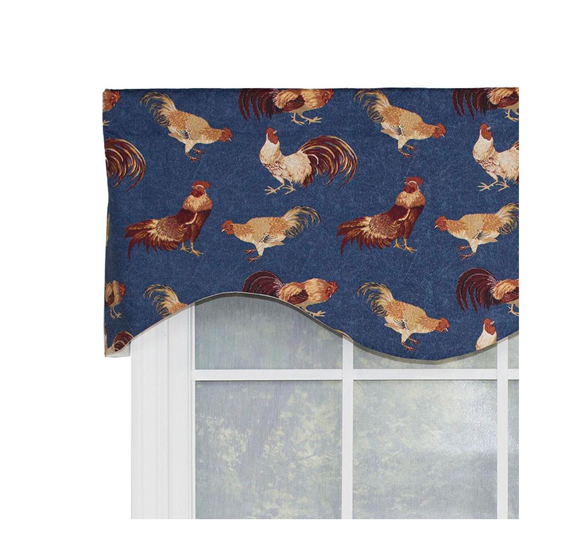 Rlf Home Rise N Shine Cornice 100% Cotton with Fully Lined 3" Rod Pocket Valnance for Windows 50" x 17" Denim