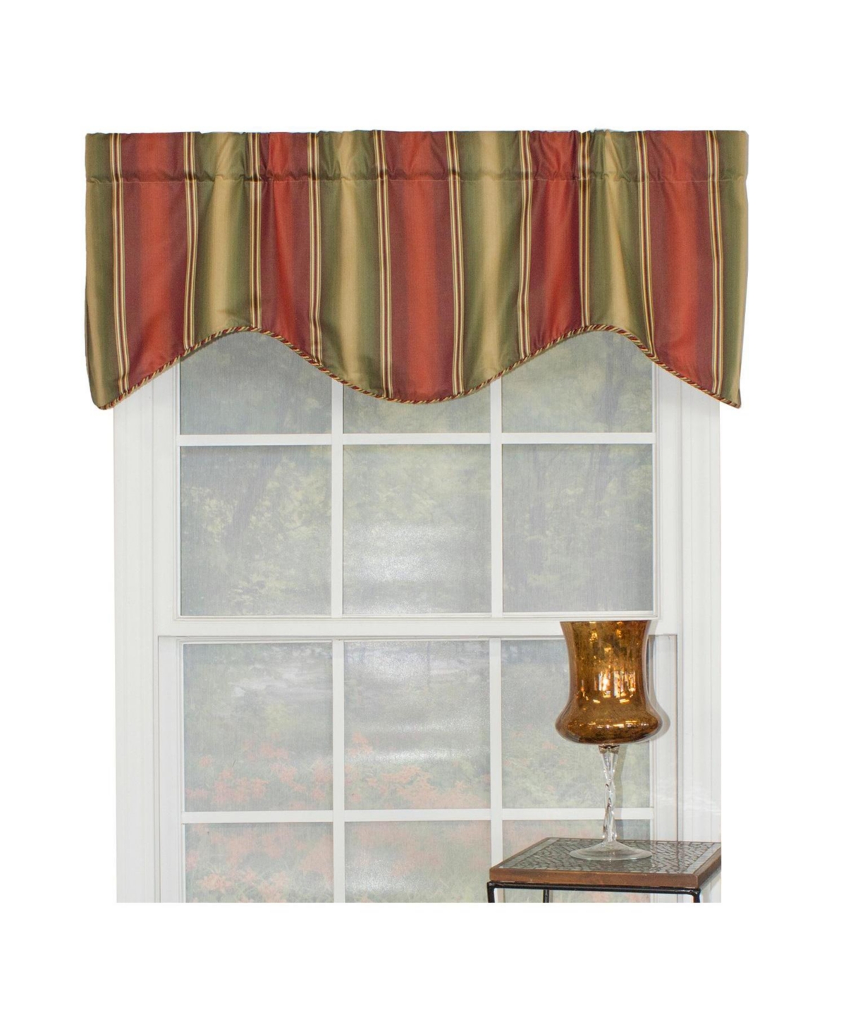 Rlf Home Meri Weather Corded Cornice 100% Cotton with Fully Lined 3" Rod Pocket Valnance for Windows 50" x 17" Garden
