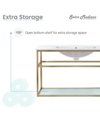 Pierre 36 Single, Open Shelf, Gold Metal Frame Bathroom Vanity