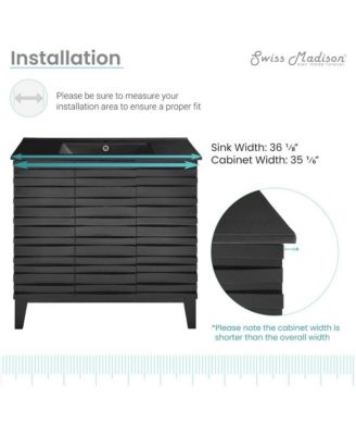 Cascade Wood 36" Bathroom Vanity with Black Ceramic Sink Top