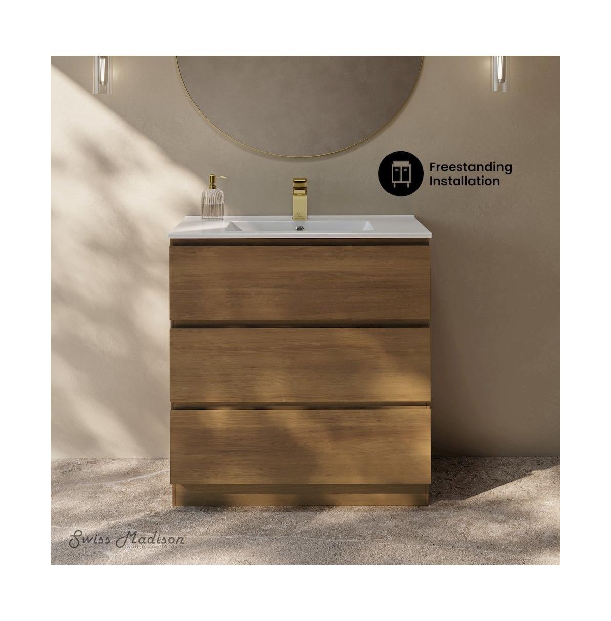 Swiss MadisonLiberte 30" Freestanding Bathroom Vanity in Oak with Sink Top