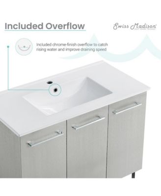 Annecy 36" Freestanding Bathroom Vanity in Gray with Sink Top