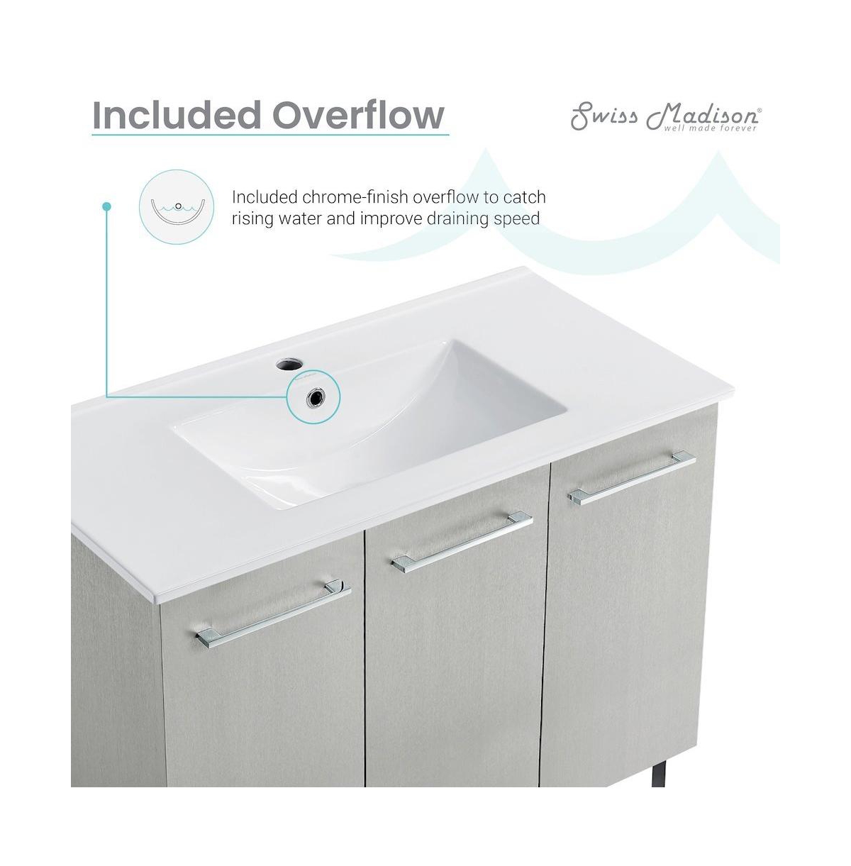 Swiss Madison Annecy 36" Freestanding Bathroom Vanity in Gray with Sink Top