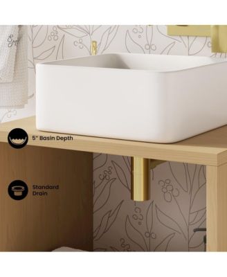 Concorde 24" Wall-Mounted Bathroom Vanity in Natural Oak with Sink Top