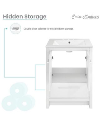 Virage 24 in. White Bathroom Vanity With White, 3-Hole Ceramic Sink Top