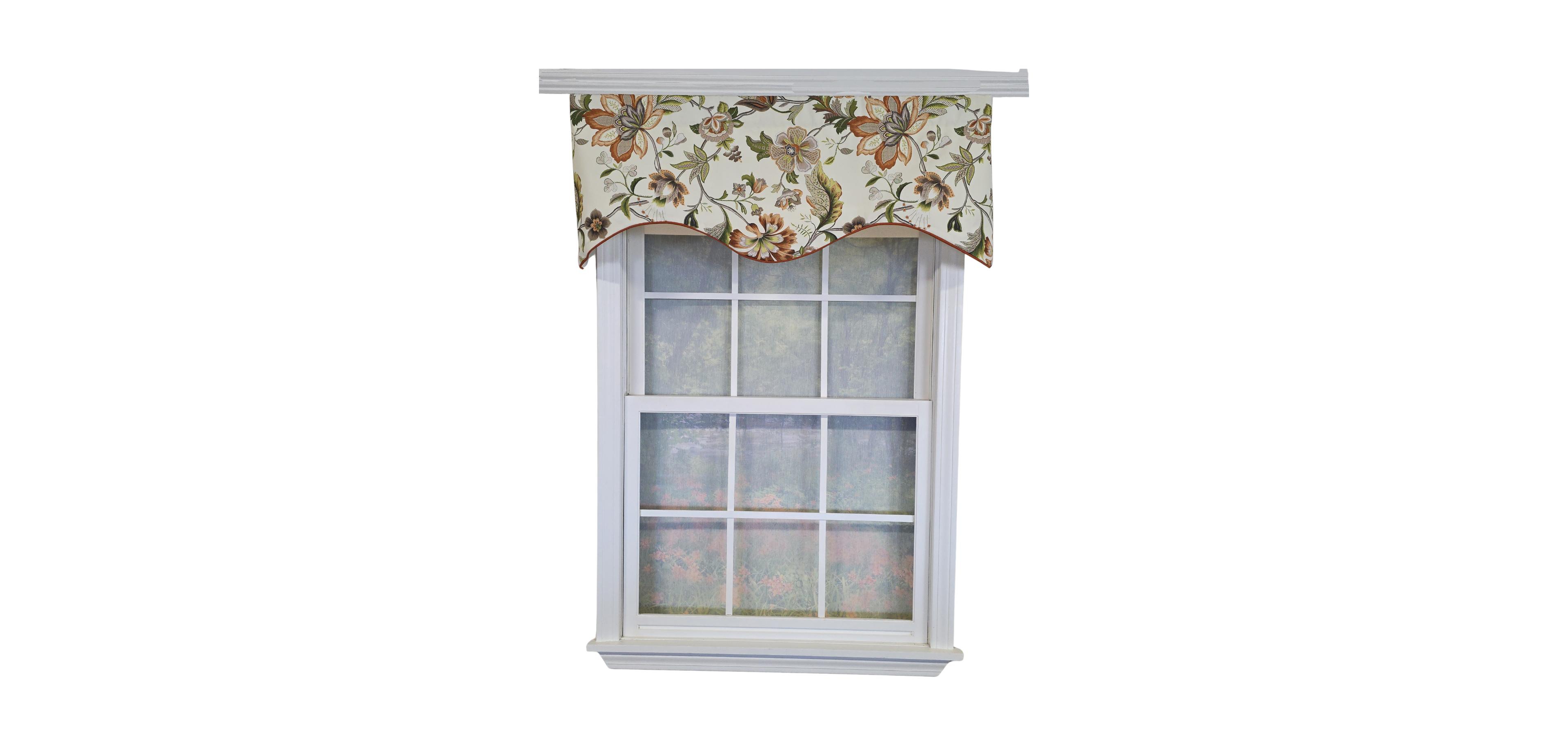 Rlf Home 100% Cotton Zanzibar Cornice With Poly/Cotton lining Rod Pocket Valance 50" x 17" Orange
