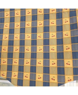 100% Cotton Cherry Squares Regal With Poly/Cotton lining Rod Pocket Valance 50" x 15" Navy