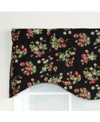 Strawberry Cornice 100% Cotton with Fully Lined 3" Rod Pocket Valnance for Windows 50" x 17" Black