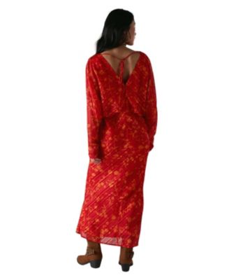 Women's Shadow Stripe Neck Midi Dress