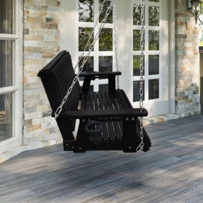 2-Seater 4 FT HDPE Porch Swing with 18/8 Stainless Steel Bolts, Ergonomic Design, Ultra Weather-Resistant, for Outdoor Patio Garden Yard (Gray)