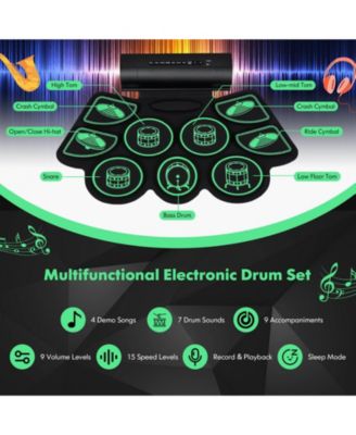 Electronic Drum Set with 2 Build-in Stereo Speakers for Kids