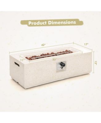 42 Inch 50,000 BTU Rectangle Terrazzo Fire Pit Table with PVC Cover