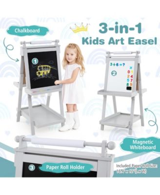3-in-1 Double-sided Art Easel with Chalkboard and Magnetic Whiteboard