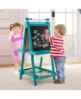 3-in-1 Double-sided Art Easel with Chalkboard and Magnetic Whiteboard