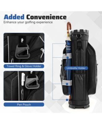 Molded Lock Top Golf Cart Bag with 14-Way Full Length Dividers and 11 Pockets