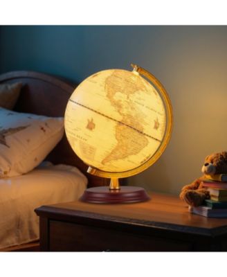 8 Inch Illuminated World Globe Night Light up Globe Lamp with Wooden Stand and HD Map