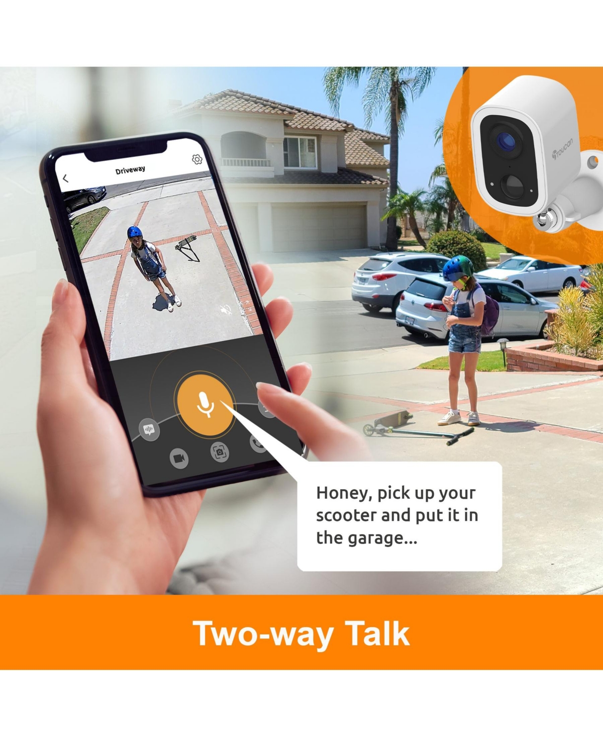 Toucan Wireless Security Camera S4 3-Pack and Wireless Video Doorbell V3 Bundle No Subscription Required