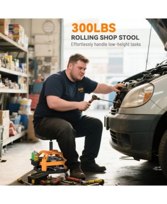 Rolling Mechanic Stool, 300 LBS Capacity Garage Stool,