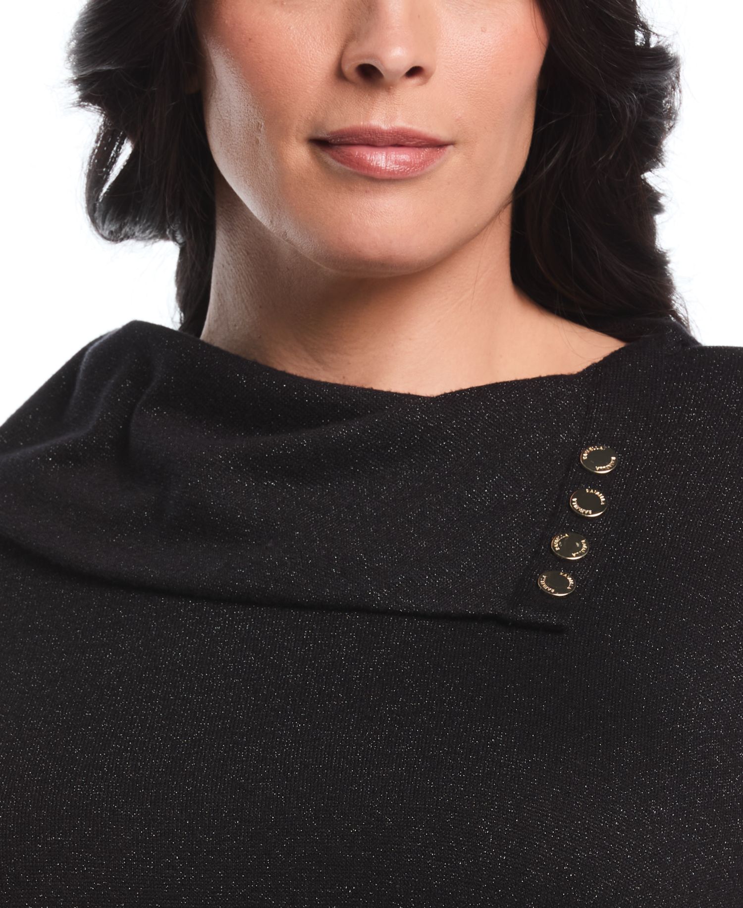 Plus Size Split Collar Long Sleeve Top