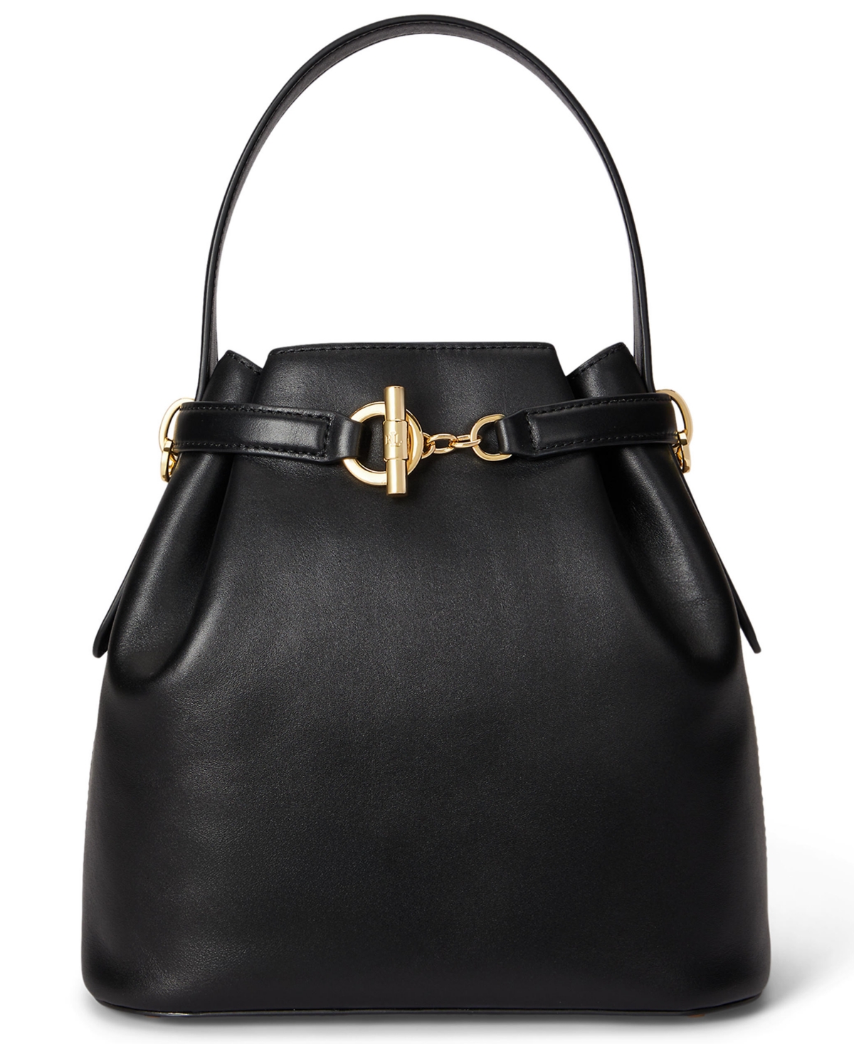 Ralph Lauren Leather Small Bucket Bag In Black