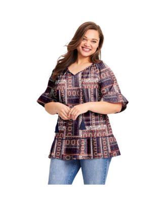 Women's Plus Size Flutter Sleeve Top