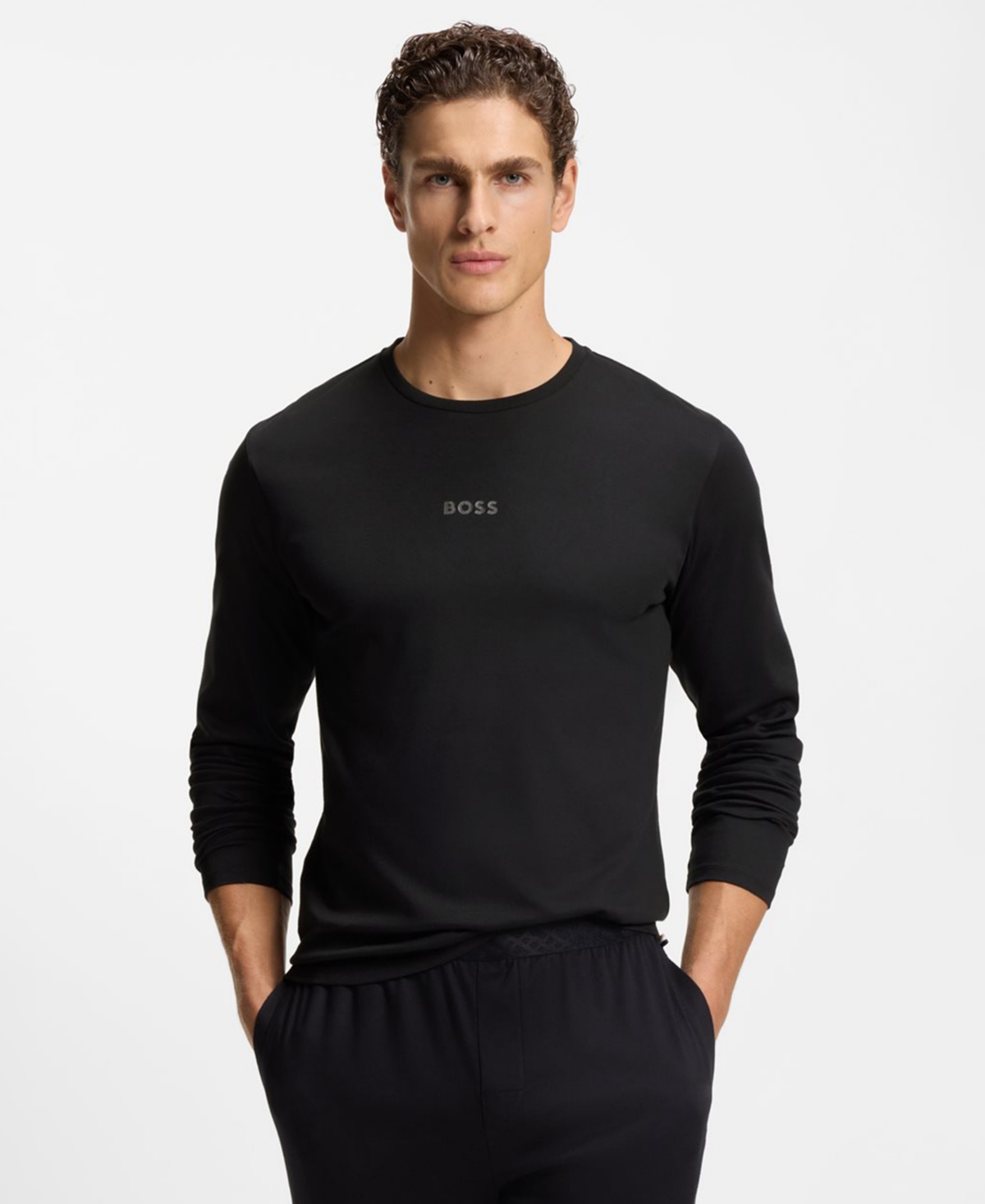 Hugo Boss Men's 2-piece Long-sleeve Top And Pants Pajama Set In Black