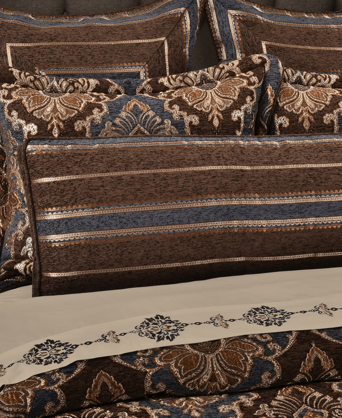 J Queen New York Sofia Chenille Stripe Bolster Decorative Pillow, 15" x 52"