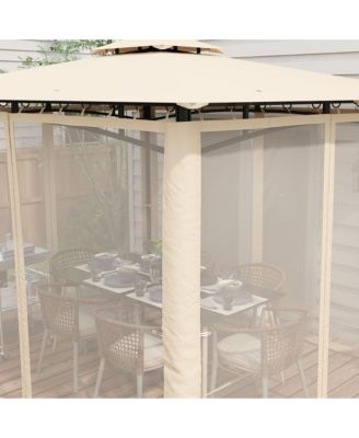 10' x 12' Patio Gazebo with Netting and 2 Tier Roof,