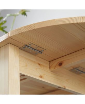 55" Wood Kitchen Table, Drop Leaf Tables for Small Spaces, Natural