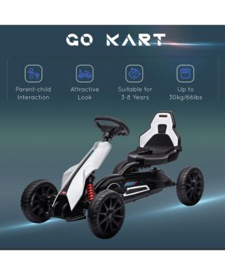 Kids Pedal Go Kart, Outdoor Ride on Toy with Adjustable Seat, Swing Axle, Handbrake, 4 Non-Slip EVA Wheels for Boys and Girls Aged 3-8 Years Old