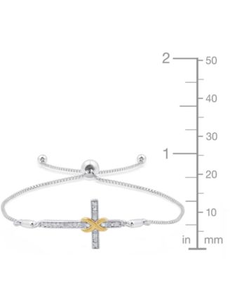 Diamond Cross Bracelet (1/6 ct. t.w.) in Sterling Silver and 14k Gold-Plated Sterling Silver (also in Sterling Silver)