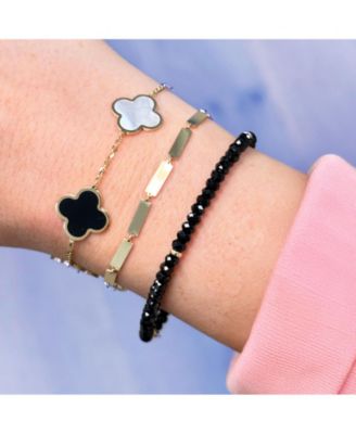 Black Spinel Bead Bracelet 14K Gold