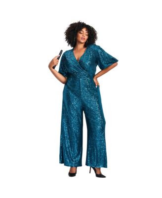 Women's Nada Sequin Puff Sleeve Jumpsuit