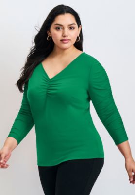 Women's Naomi V Neck Gathered Sleeve Top