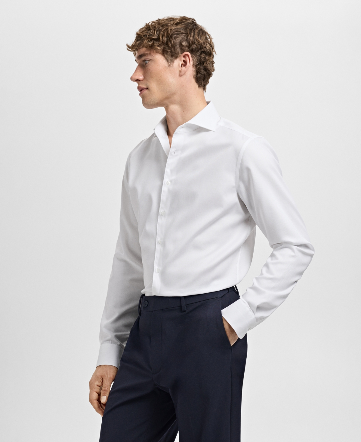 Mango Men's Cotton Slim-Fit Formal Shirt