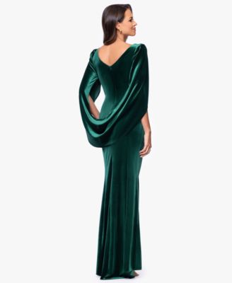 Women's Velvet Draped Back Long Dress