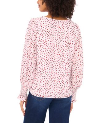 Women's V-neck Smocked Cuff Top